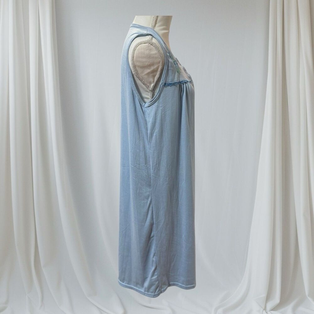 LATI FASHION Size Large Nightgown Sleeveless Floral Baby‎ Blue Powder - Picture 6 of 9
